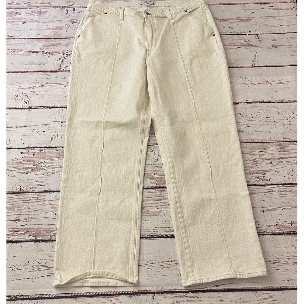 Abercrombie & Fitch‎ Jeans Womens 33/16R The Baggy Mid Rise Plus Size Cream